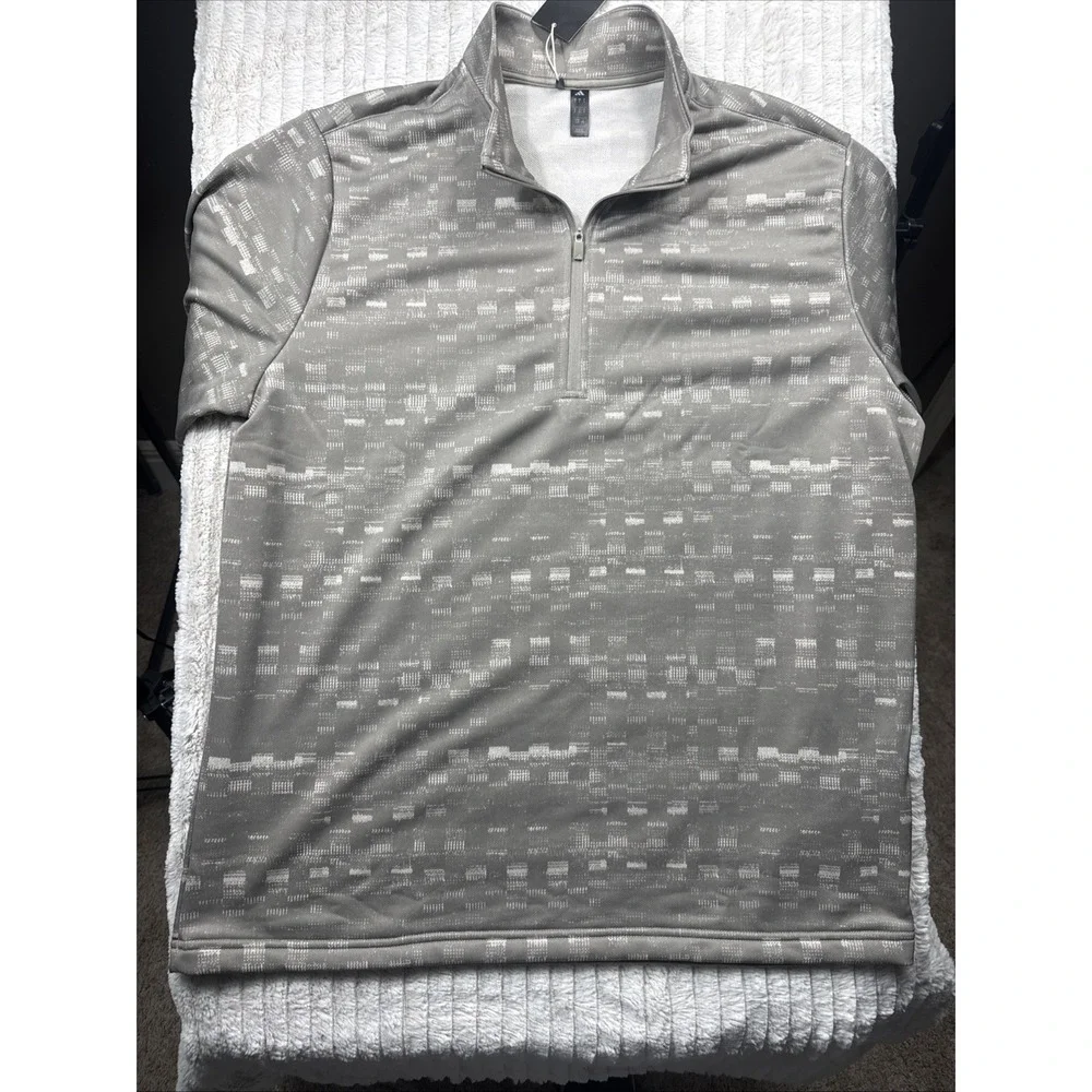 NWT Adidas Core Printed 1/4 Zip Golf‎ Pullover Men's Size Large JJ1717 Beige NWT